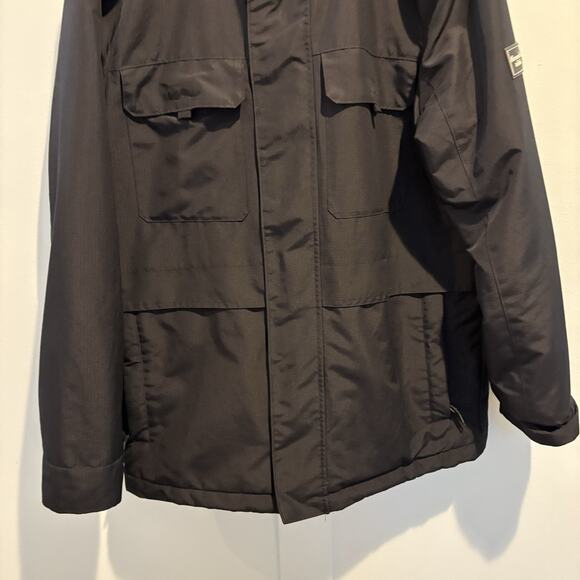 Abercrombie & Fitch Technical Coat Men Medium Black Parka Jacket Hooded Zip - Picture 4 of 16